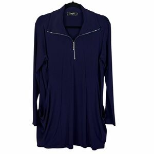 Sympli Classic Modern 1/4 Zip Long Sleeve Tunic Top Size 10 Deep Purple